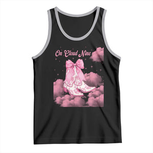 On Cloud Nine Tank Top 9th Birthday Bday Girl Pink Coquette Cowgirl Boots TS11 Black Athletic Heather Print Your Wear