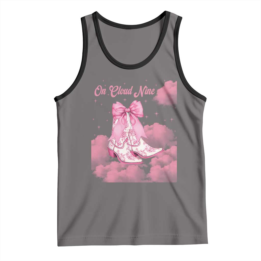 On Cloud Nine Tank Top 9th Birthday Bday Girl Pink Coquette Cowgirl Boots TS11 Deep Heather Black Print Your Wear