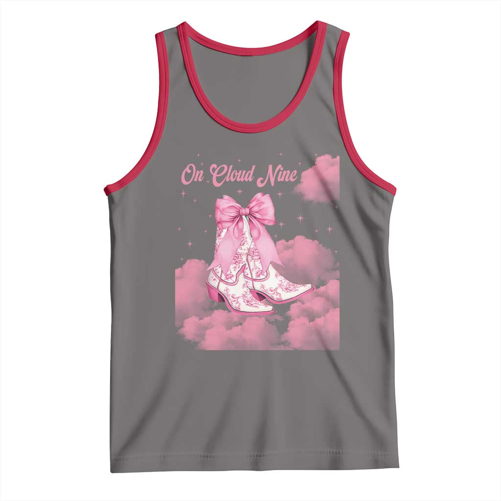 On Cloud Nine Tank Top 9th Birthday Bday Girl Pink Coquette Cowgirl Boots TS11 Deep Heather Red Print Your Wear
