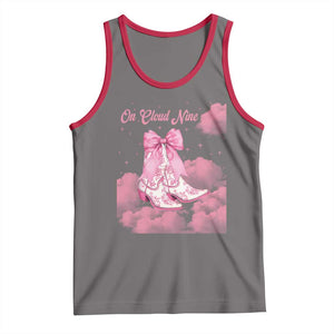 On Cloud Nine Tank Top 9th Birthday Bday Girl Pink Coquette Cowgirl Boots TS11 Deep Heather Red Print Your Wear