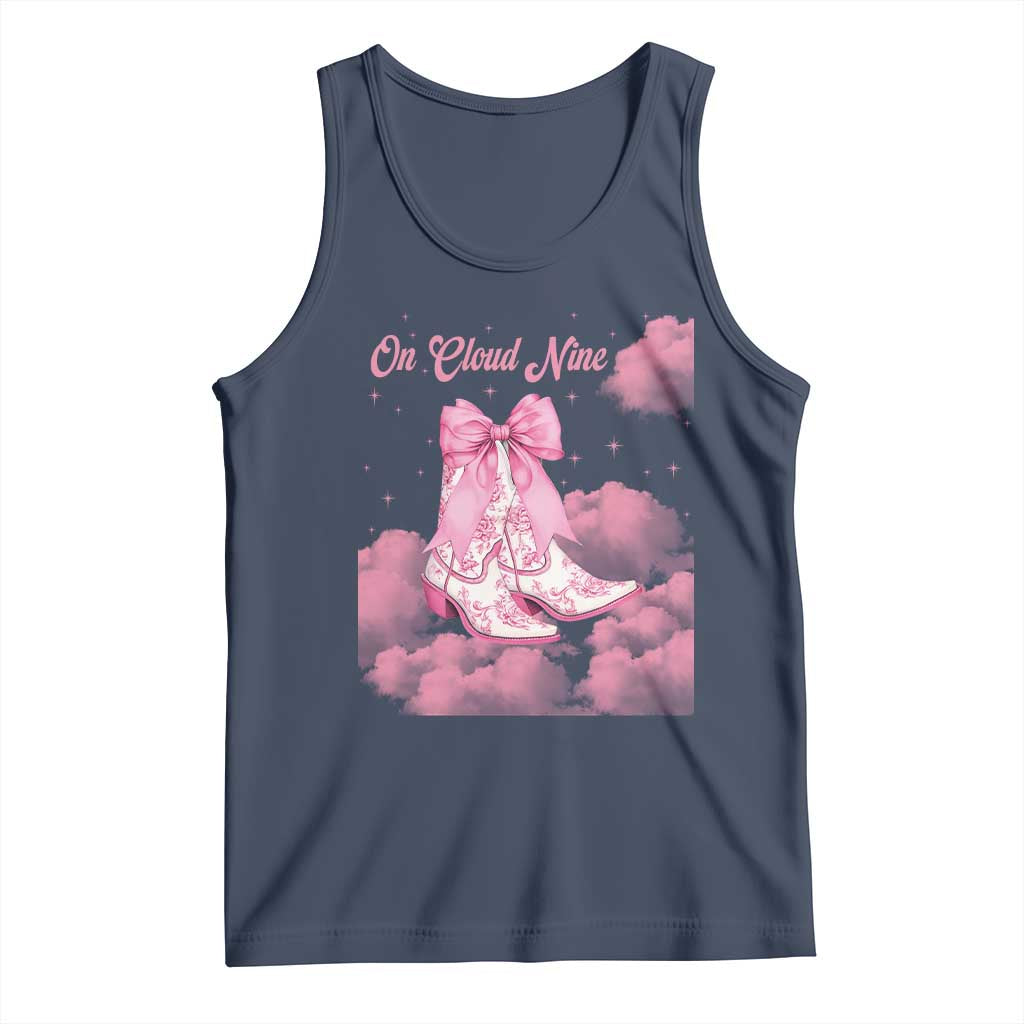 On Cloud Nine Tank Top 9th Birthday Bday Girl Pink Coquette Cowgirl Boots TS11 Navy Print Your Wear