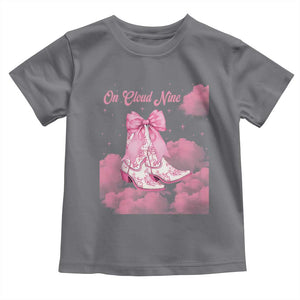 On Cloud Nine Toddler T Shirt 9th Birthday Bday Girl Pink Coquette Cowgirl Boots TS11 Charcoal Print Your Wear