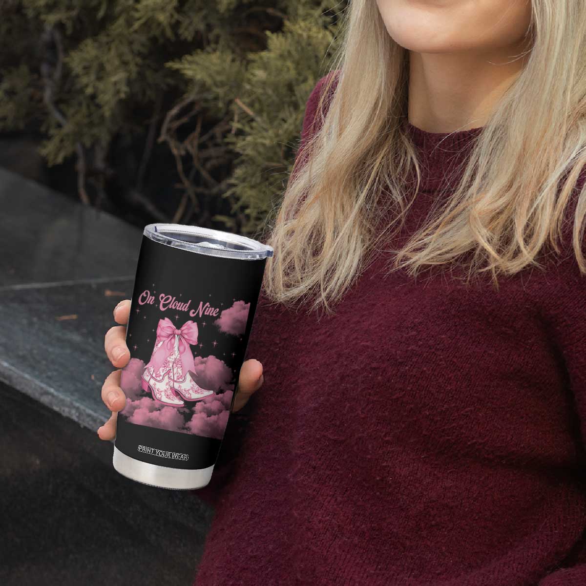 On Cloud Nine Tumbler Cup 9th Birthday Bday Girl Pink Coquette Cowgirl Boots TS11 Print Your Wear