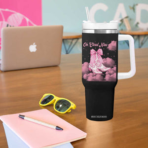 On Cloud Nine Tumbler With Handle 9th Birthday Bday Girl Pink Coquette Cowgirl Boots TS11 Print Your Wear