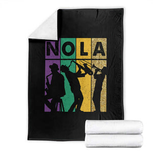 Mardi Gras NOLA New Orleans Carnival Jazz Music Glitter Print Throw Blanket TS11 Black Print Your Wear