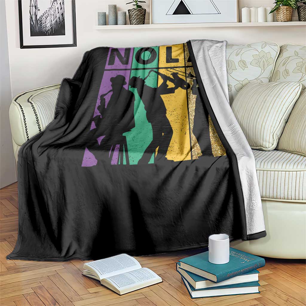 Mardi Gras NOLA New Orleans Carnival Jazz Music Glitter Print Throw Blanket TS11 Print Your Wear