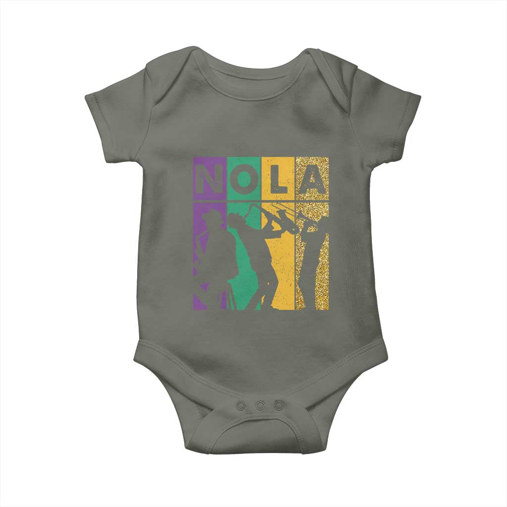 Mardi Gras NOLA New Orleans Carnival Jazz Music Glitter Print Baby Onesie TS11 Military Green Print Your Wear