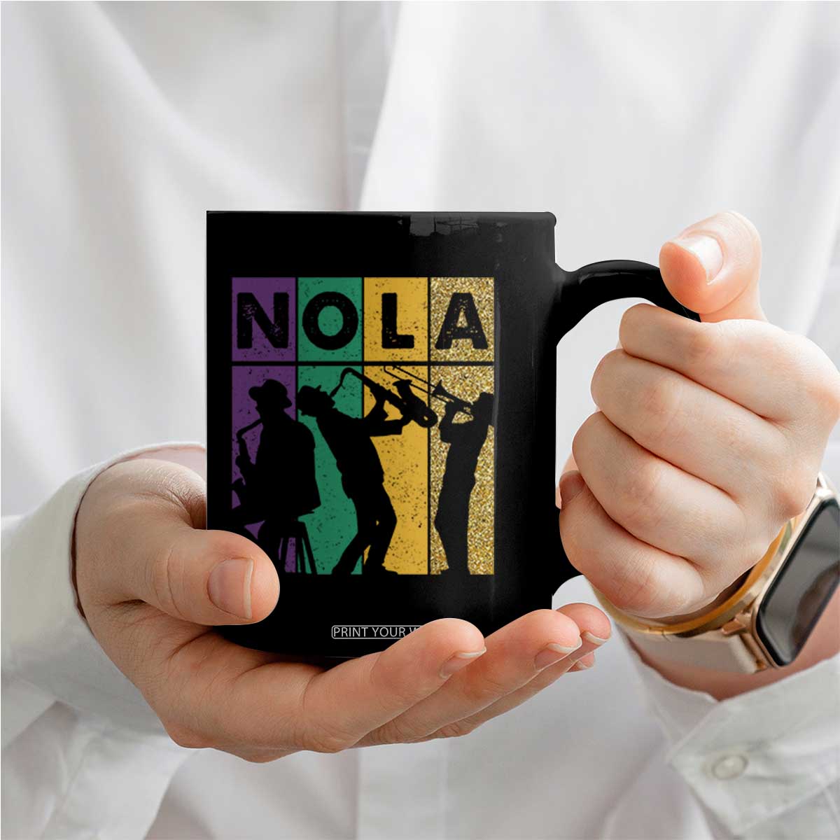 Mardi Gras NOLA New Orleans Carnival Jazz Music Glitter Print Coffee Mug TS11 Print Your Wear