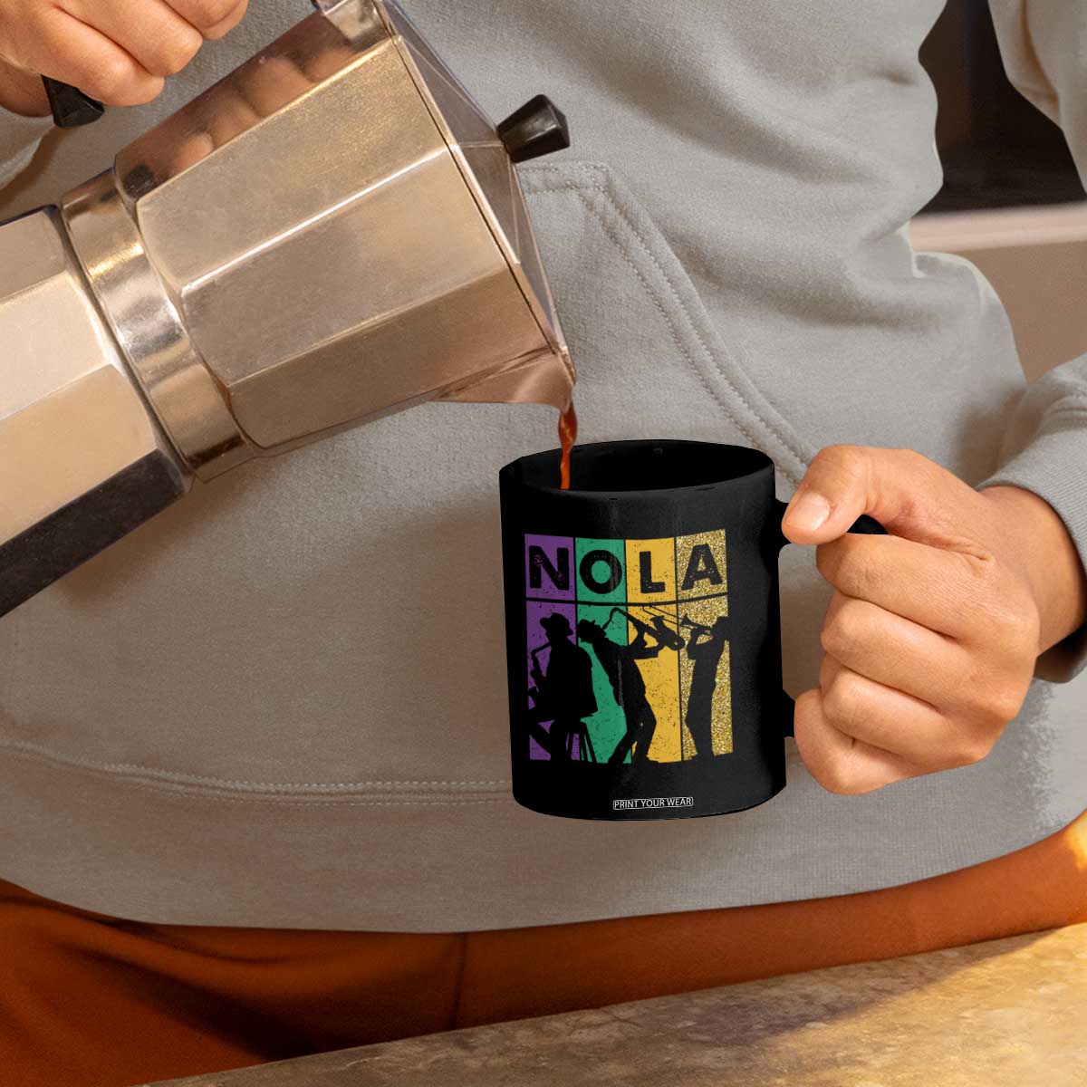 Mardi Gras NOLA New Orleans Carnival Jazz Music Glitter Print Coffee Mug TS11 Print Your Wear