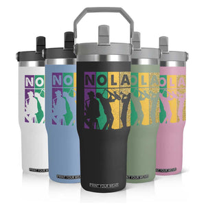 Mardi Gras NOLA New Orleans Carnival Jazz Music Glitter Print Flip Straw Tumbler TS11 Print Your Wear