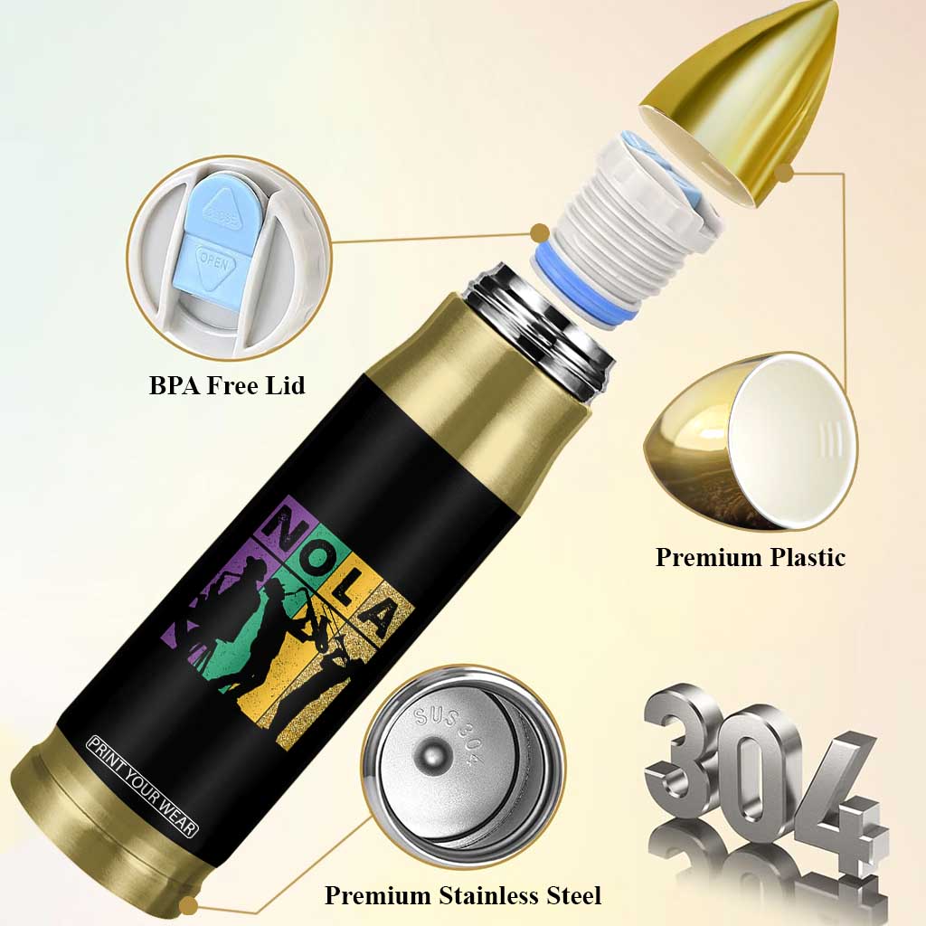 Mardi Gras NOLA New Orleans Carnival Jazz Music Glitter Print Bullet Tumbler TS11 Print Your Wear