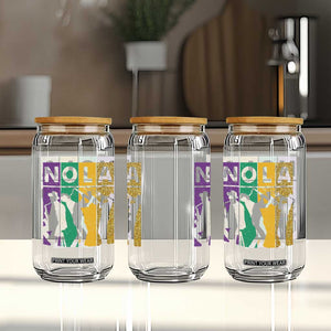 Mardi Gras NOLA New Orleans Carnival Jazz Music Glitter Print Glass Can TS11 Print Your Wear