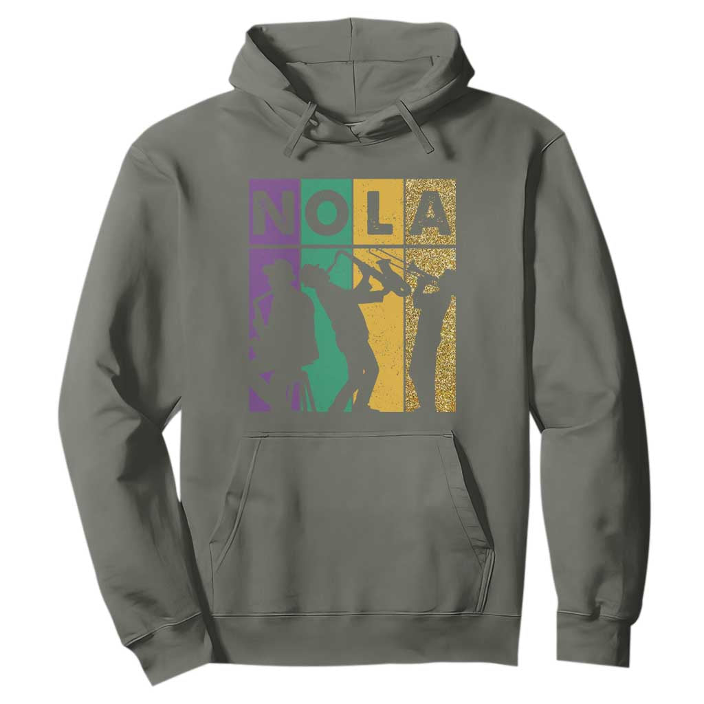 Mardi Gras NOLA New Orleans Carnival Jazz Music Glitter Print Hoodie TS11 Military Green Print Your Wear
