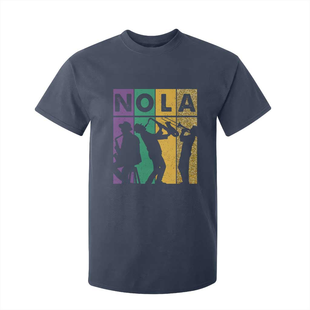 Mardi Gras NOLA New Orleans Carnival Jazz Music Glitter Print T Shirt For Kid TS11 Navy Print Your Wear