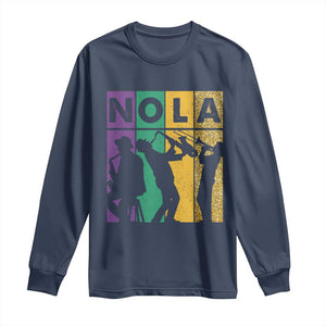 Mardi Gras NOLA New Orleans Carnival Jazz Music Glitter Print Long Sleeve Shirt TS11 Navy Print Your Wear