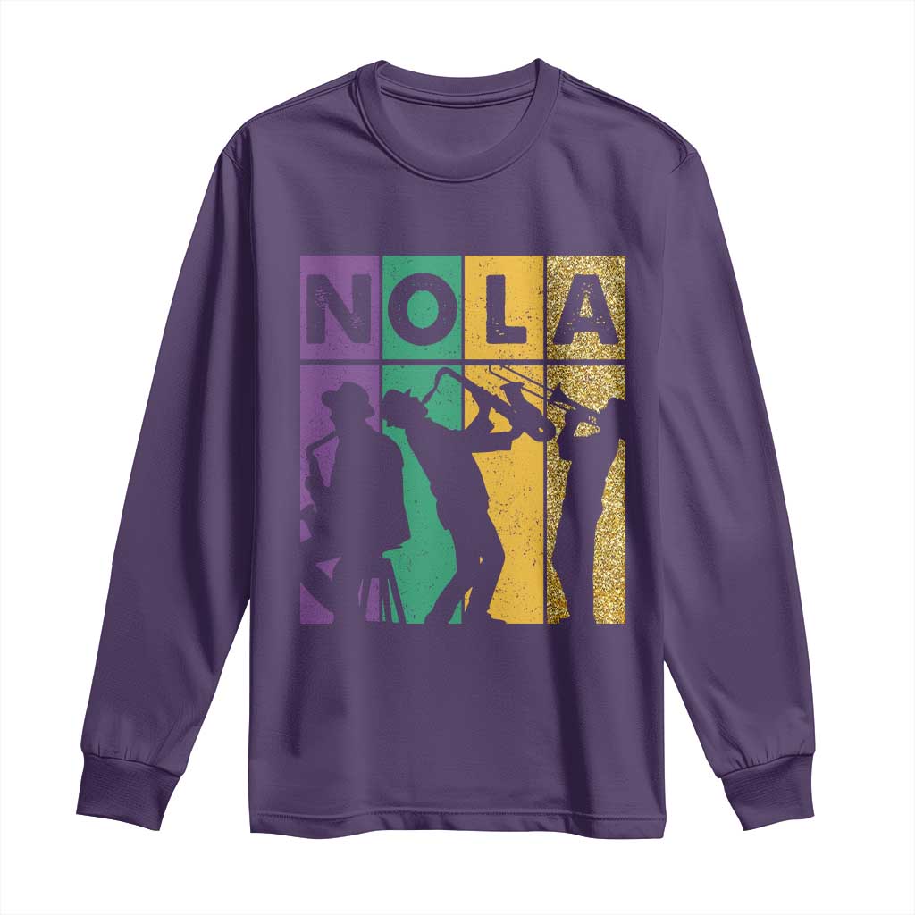 Mardi Gras NOLA New Orleans Carnival Jazz Music Glitter Print Long Sleeve Shirt TS11 Purple Print Your Wear