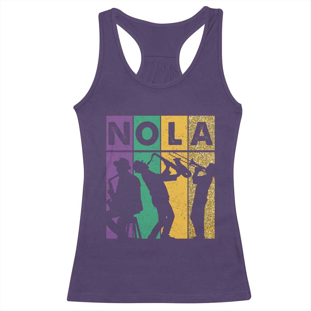 Mardi Gras NOLA New Orleans Carnival Jazz Music Glitter Print Racerback Tank Top TS11 Purple Print Your Wear