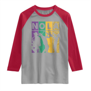 Mardi Gras NOLA New Orleans Carnival Jazz Music Glitter Print Raglan Shirt TS11 Sport Gray Red Print Your Wear