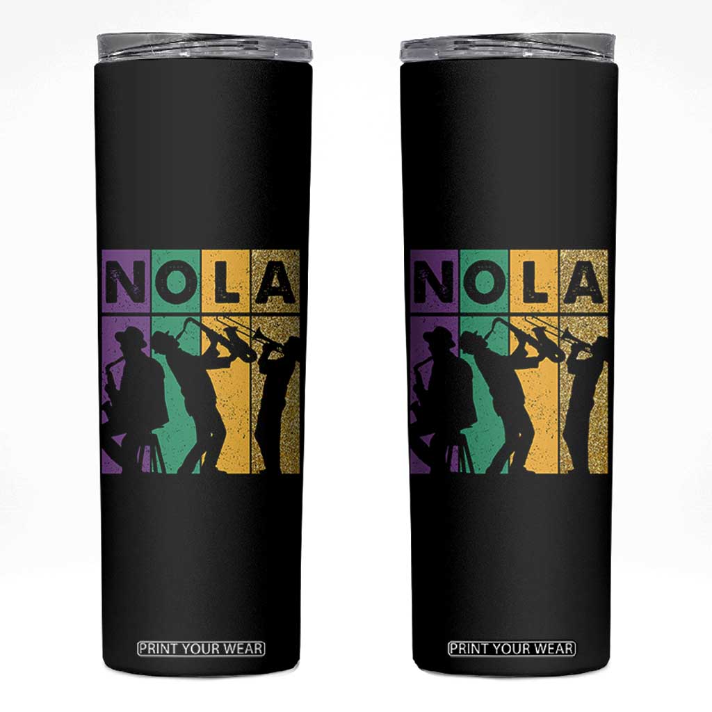 Mardi Gras NOLA New Orleans Carnival Jazz Music Glitter Print Skinny Tumbler TS11 Black Print Your Wear