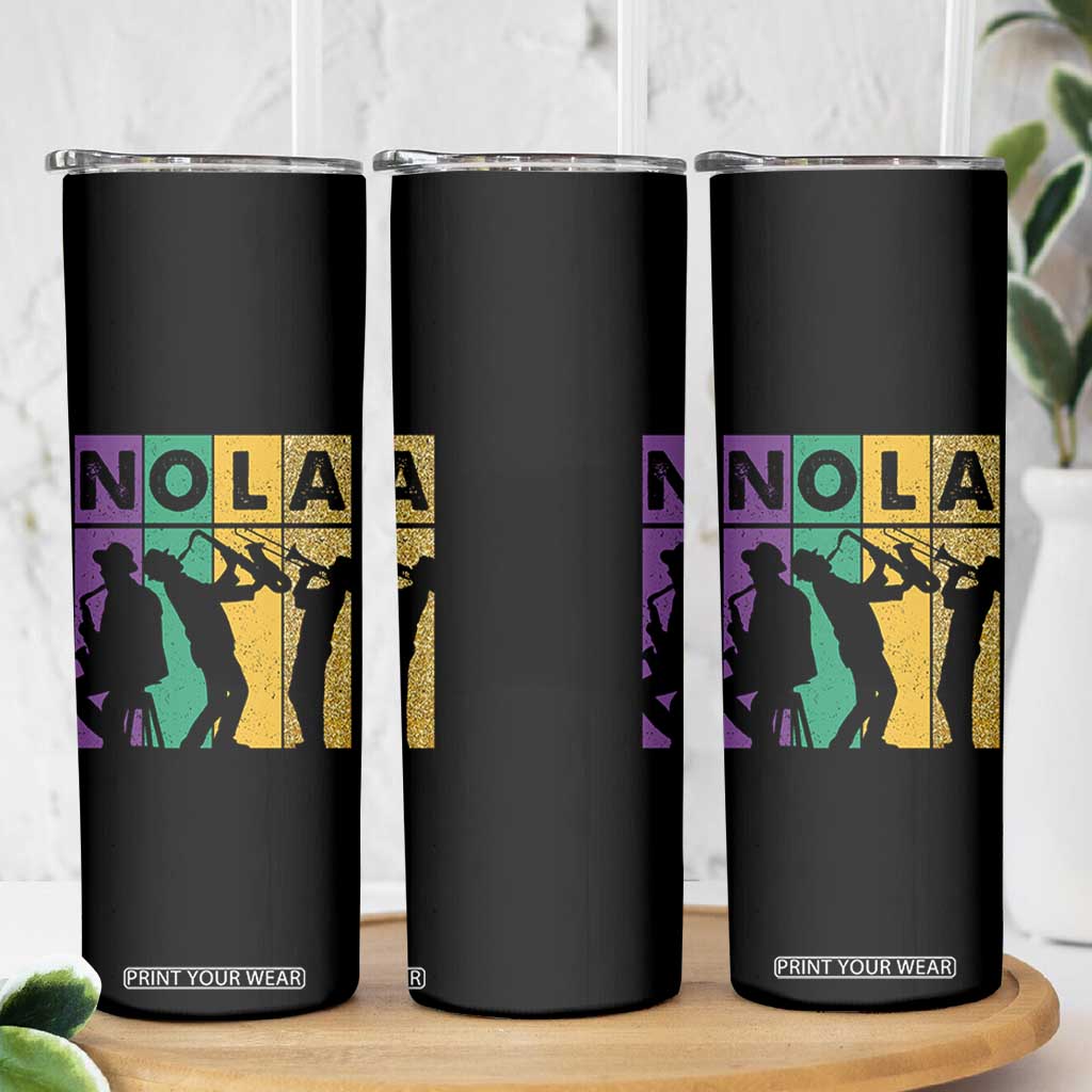 Mardi Gras NOLA New Orleans Carnival Jazz Music Glitter Print Skinny Tumbler TS11 Print Your Wear