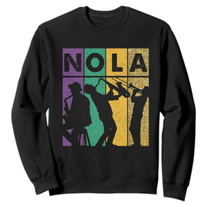 Mardi Gras NOLA New Orleans Carnival Jazz Music Glitter Print Sweatshirt TS11 Black Print Your Wear