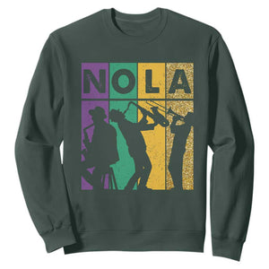 Mardi Gras NOLA New Orleans Carnival Jazz Music Glitter Print Sweatshirt TS11 Dark Forest Green Print Your Wear