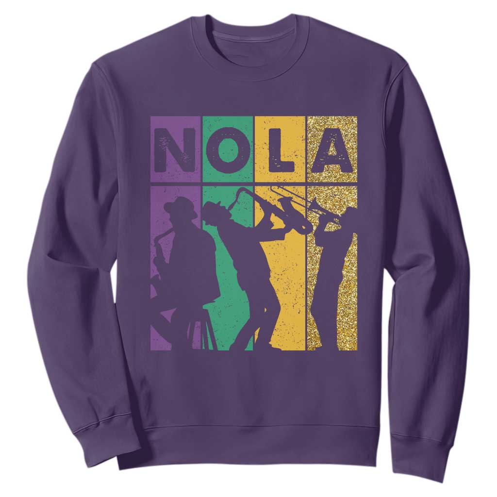 Mardi Gras NOLA New Orleans Carnival Jazz Music Glitter Print Sweatshirt TS11 Purple Print Your Wear