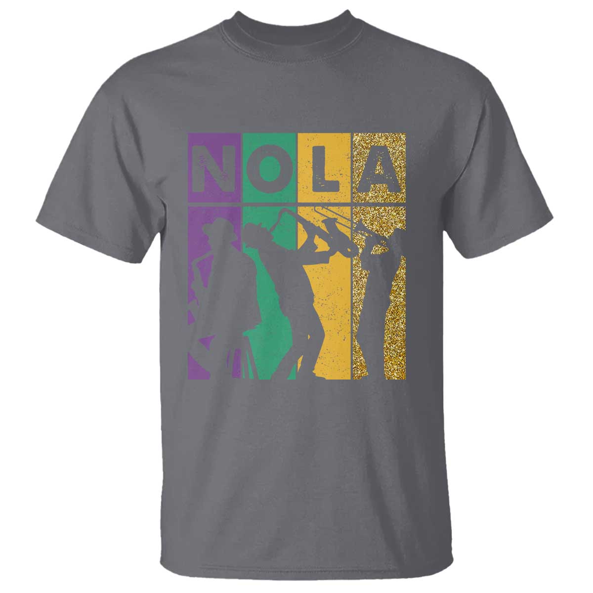 Mardi Gras NOLA New Orleans Carnival Jazz Music Glitter Print T Shirt TS11 Charcoal Print Your Wear