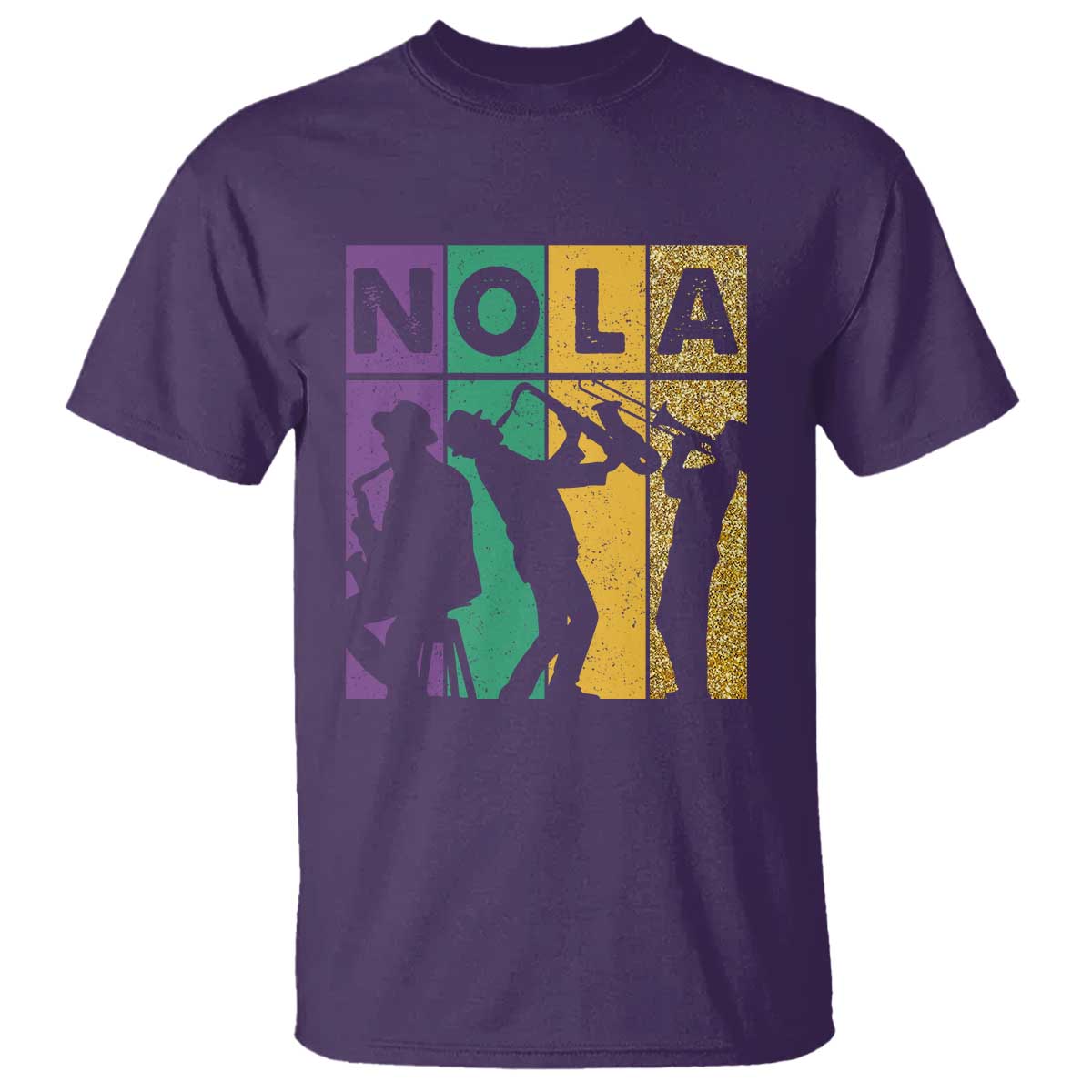 Mardi Gras NOLA New Orleans Carnival Jazz Music Glitter Print T Shirt TS11 Purple Print Your Wear