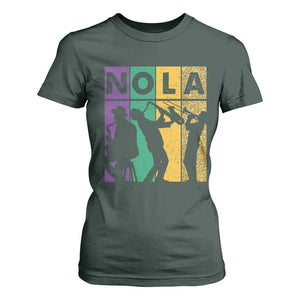 Mardi Gras NOLA New Orleans Carnival Jazz Music Glitter Print T Shirt For Women TS11 Dark Forest Green Print Your Wear