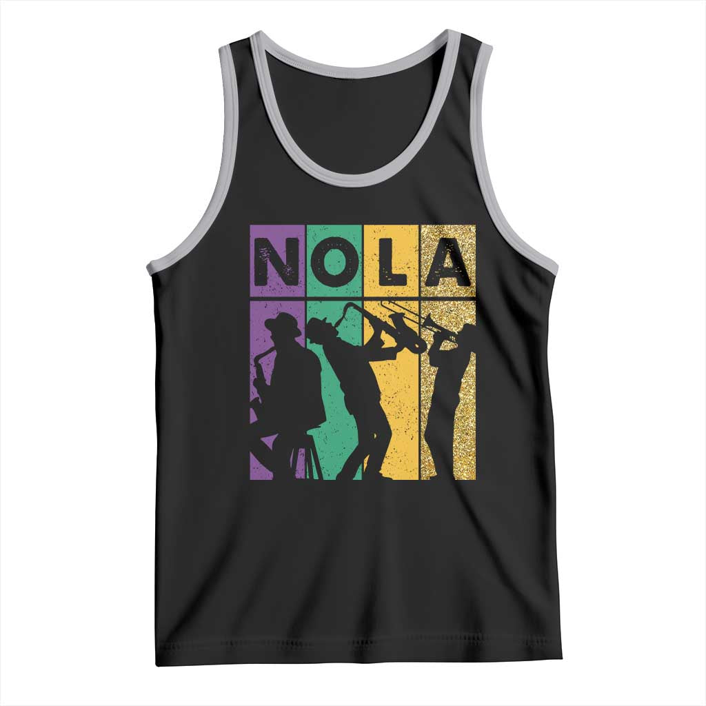 Mardi Gras NOLA New Orleans Carnival Jazz Music Glitter Print Tank Top TS11 Black Athletic Heather Print Your Wear