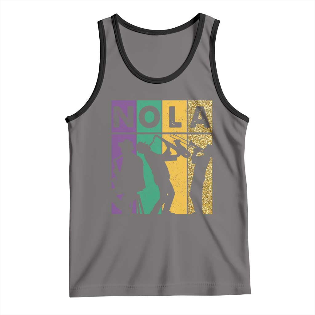 Mardi Gras NOLA New Orleans Carnival Jazz Music Glitter Print Tank Top TS11 Deep Heather Black Print Your Wear