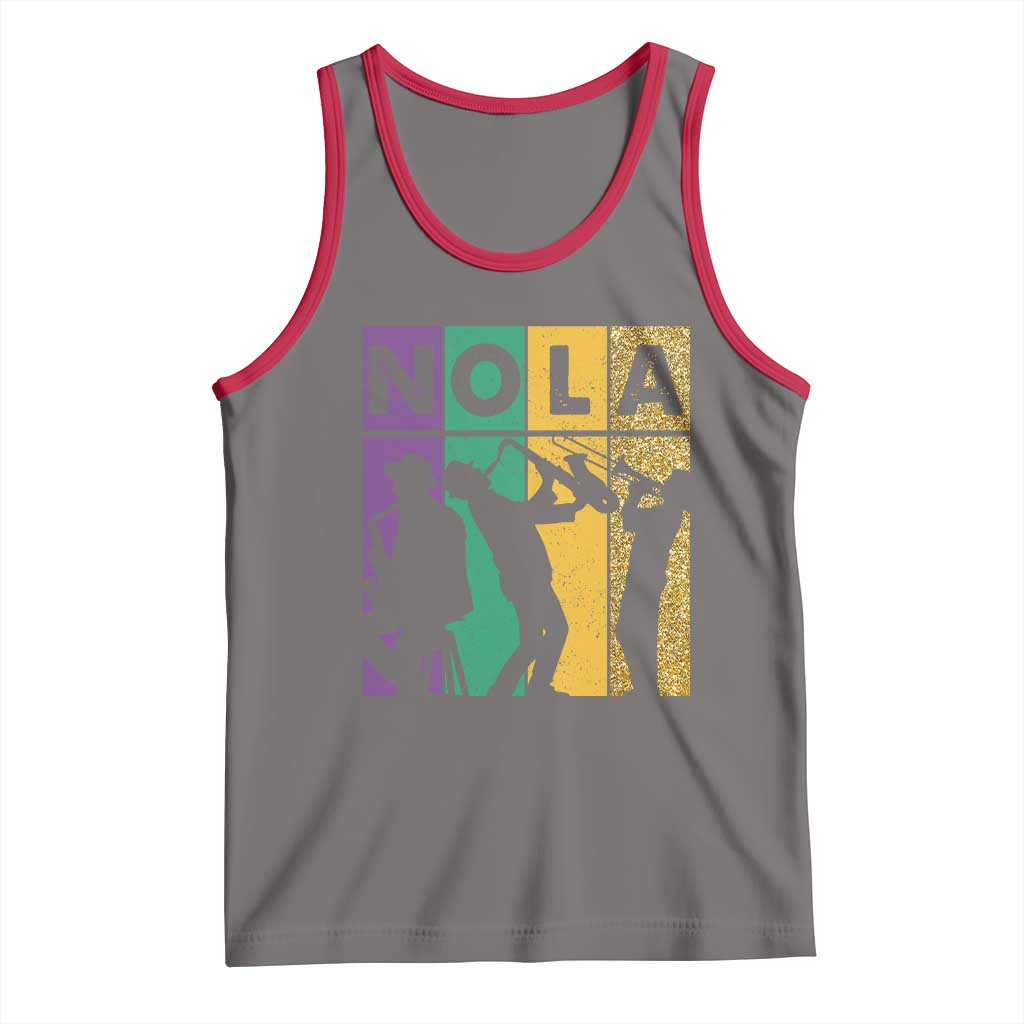 Mardi Gras NOLA New Orleans Carnival Jazz Music Glitter Print Tank Top TS11 Deep Heather Red Print Your Wear