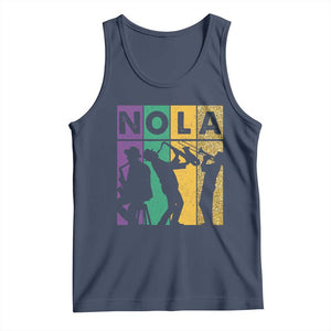 Mardi Gras NOLA New Orleans Carnival Jazz Music Glitter Print Tank Top TS11 Navy Print Your Wear