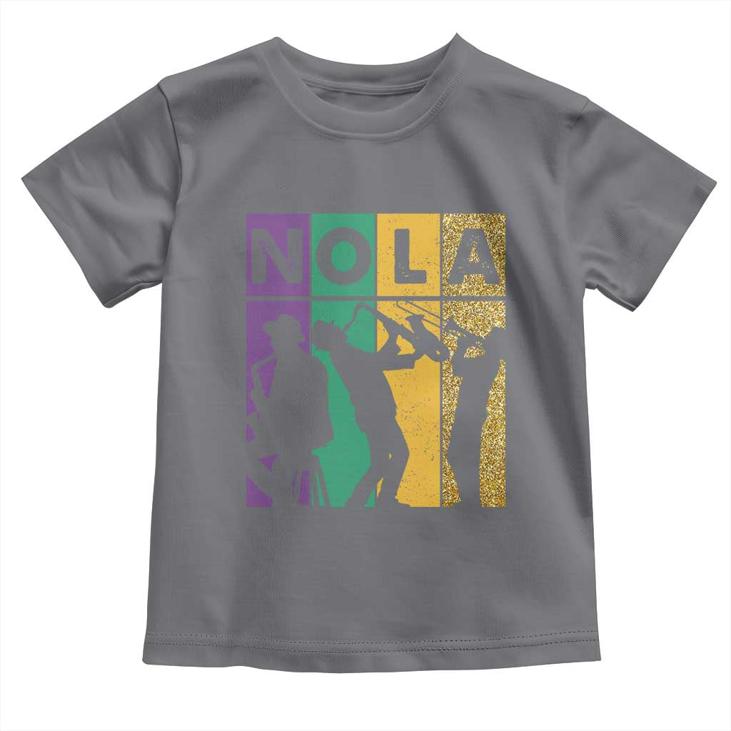 Mardi Gras NOLA New Orleans Carnival Jazz Music Glitter Print Toddler T Shirt TS11 Charcoal Print Your Wear