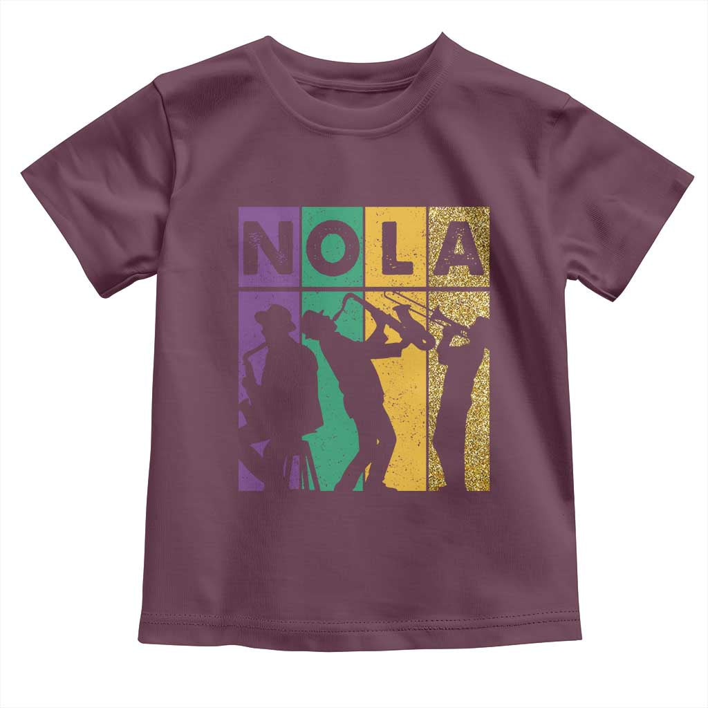 Mardi Gras NOLA New Orleans Carnival Jazz Music Glitter Print Toddler T Shirt TS11 Maroon Print Your Wear