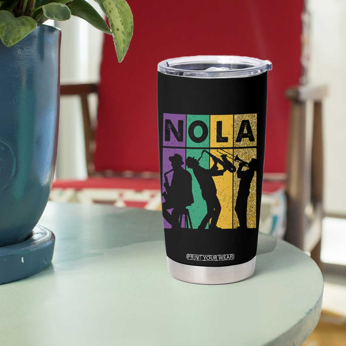 Mardi Gras NOLA New Orleans Carnival Jazz Music Glitter Print Tumbler Cup TS11 Print Your Wear