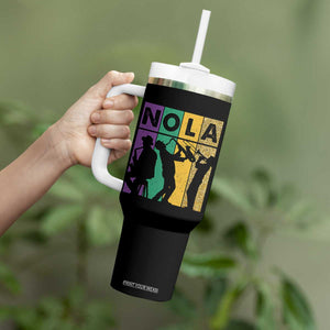 Mardi Gras NOLA New Orleans Carnival Jazz Music Glitter Print Tumbler With Handle TS11 Print Your Wear