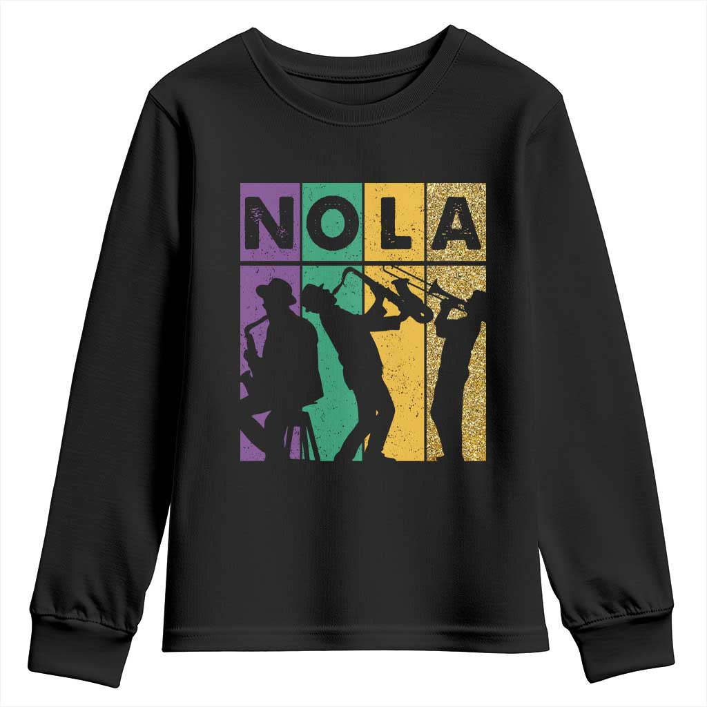 Mardi Gras NOLA New Orleans Carnival Jazz Music Glitter Print Youth Sweatshirt TS11 Black Print Your Wear