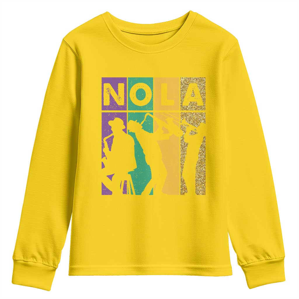Mardi Gras NOLA New Orleans Carnival Jazz Music Glitter Print Youth Sweatshirt TS11 Daisy Print Your Wear