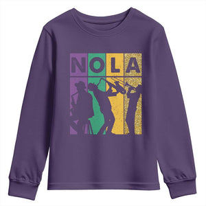 Mardi Gras NOLA New Orleans Carnival Jazz Music Glitter Print Youth Sweatshirt TS11 Purple Print Your Wear
