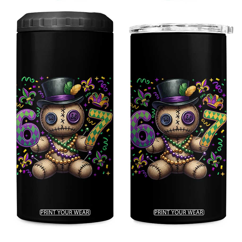 Funny Mardi Gras 67 Voodoo Doll 4 in 1 Can Cooler Tumbler Fat Tuesday Six Seven Meme TS11 One Size: 16 oz Black Print Your Wear