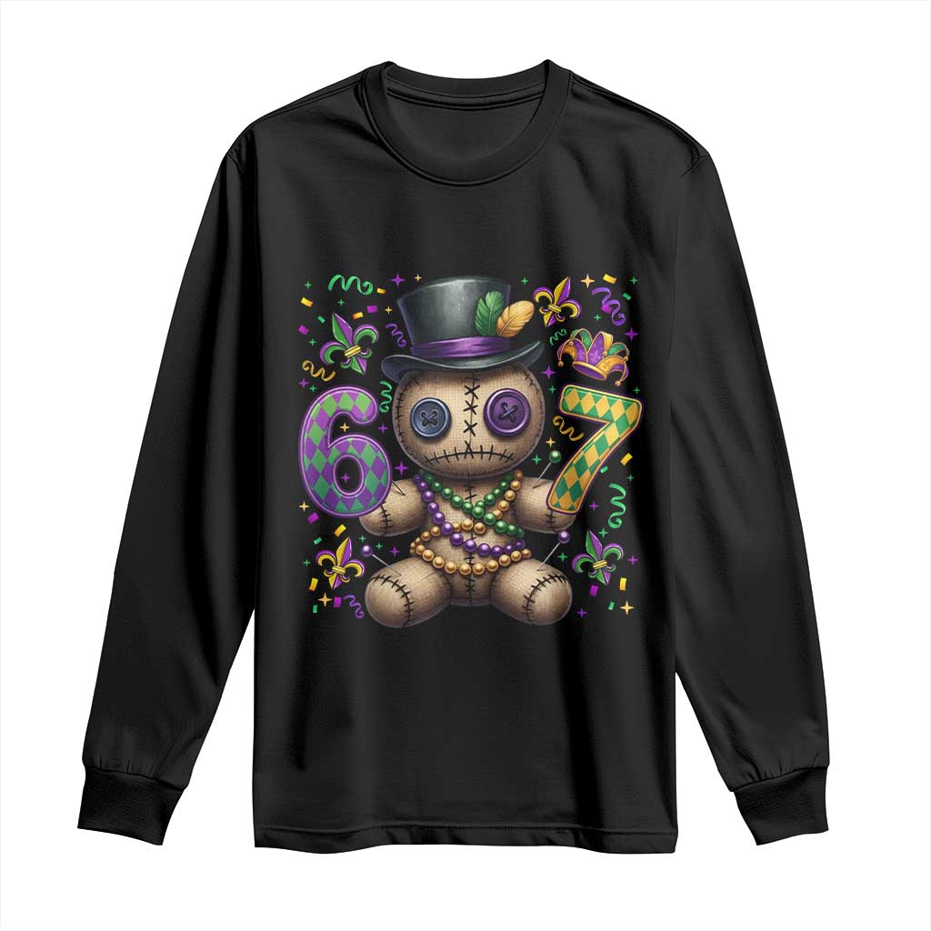 Funny Mardi Gras 67 Voodoo Doll Long Sleeve Shirt Fat Tuesday Six Seven Meme TS11 Black Print Your Wear