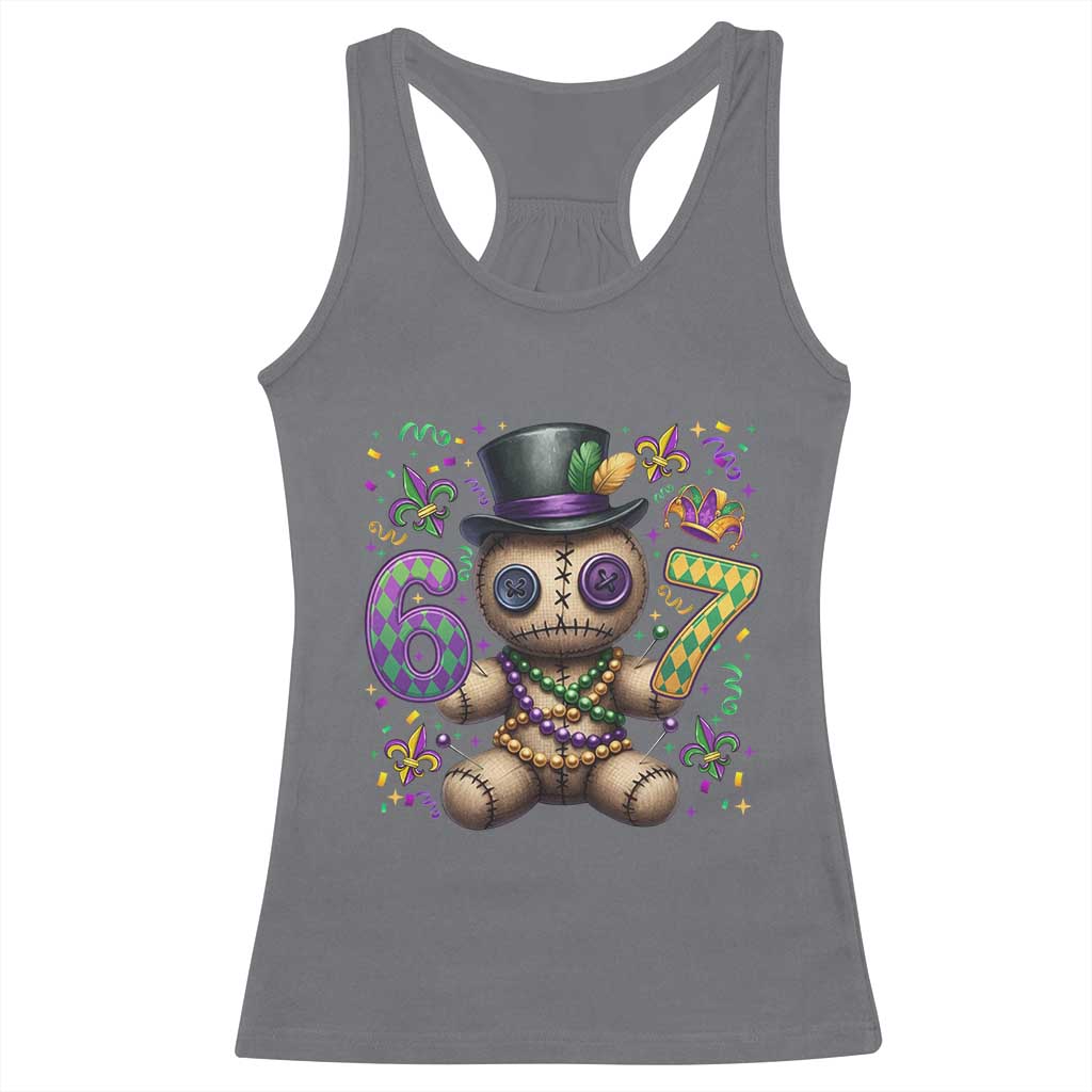 Funny Mardi Gras 67 Voodoo Doll Racerback Tank Top Fat Tuesday Six Seven Meme TS11 Charcoal Print Your Wear