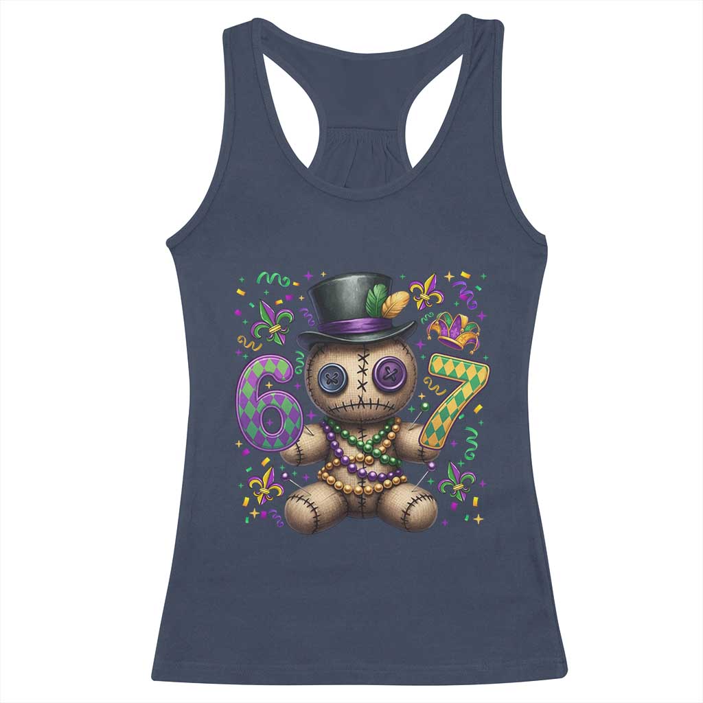 Funny Mardi Gras 67 Voodoo Doll Racerback Tank Top Fat Tuesday Six Seven Meme TS11 Navy Print Your Wear