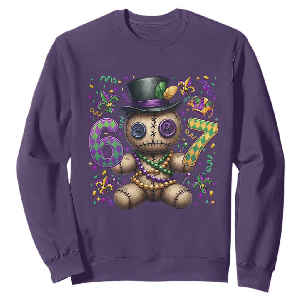 Funny Mardi Gras 67 Voodoo Doll Sweatshirt Fat Tuesday Six Seven Meme TS11 Purple Print Your Wear