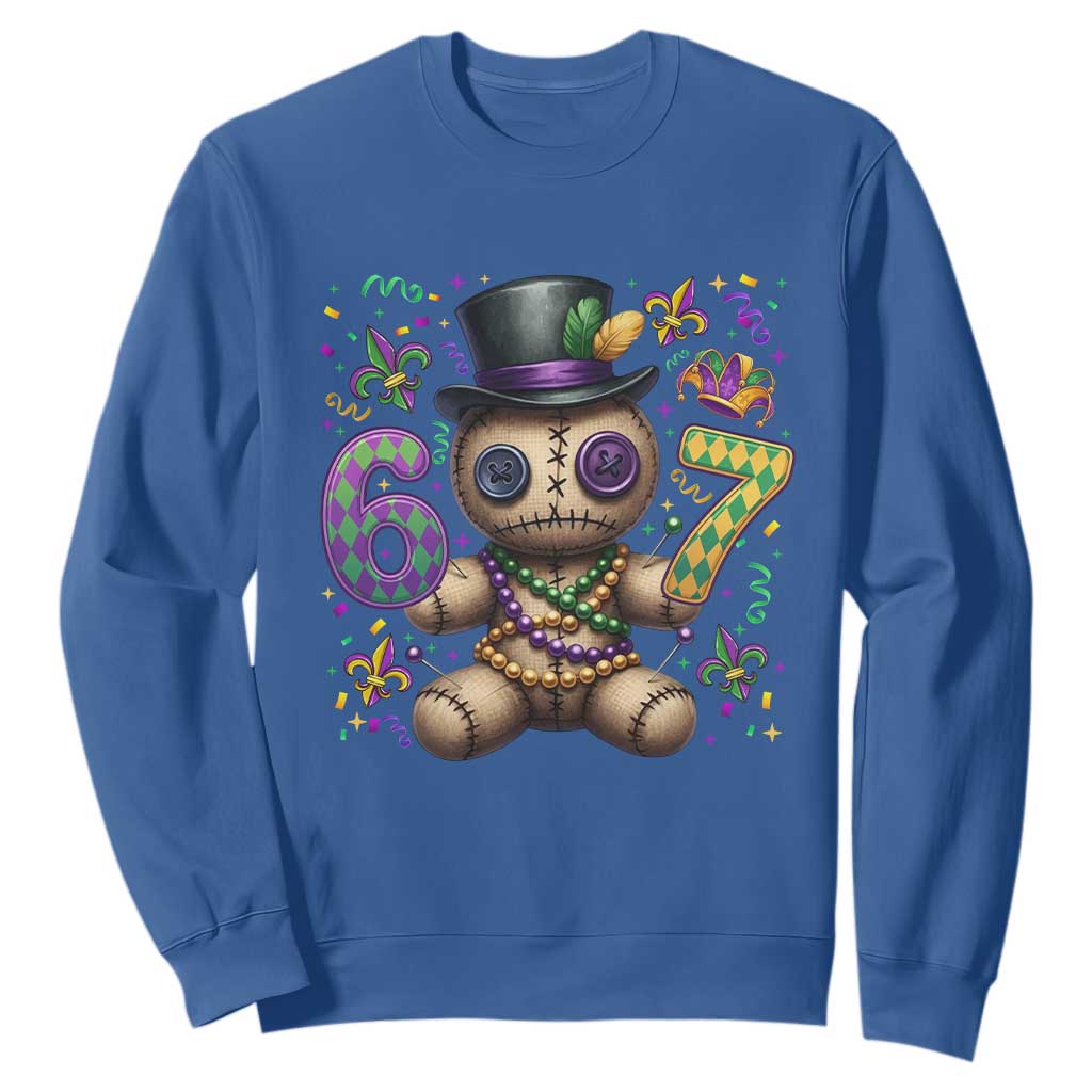 Funny Mardi Gras 67 Voodoo Doll Sweatshirt Fat Tuesday Six Seven Meme TS11 Royal Blue Print Your Wear