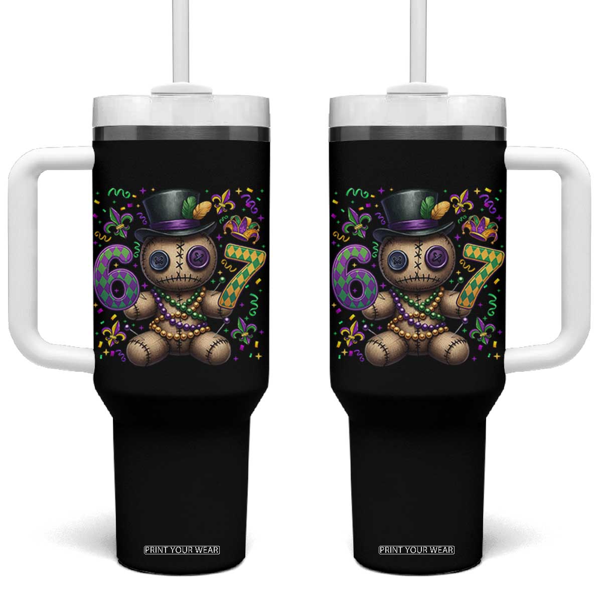 Funny Mardi Gras 67 Voodoo Doll Tumbler With Handle Fat Tuesday Six Seven Meme TS11 One Size: 40 oz Black Print Your Wear