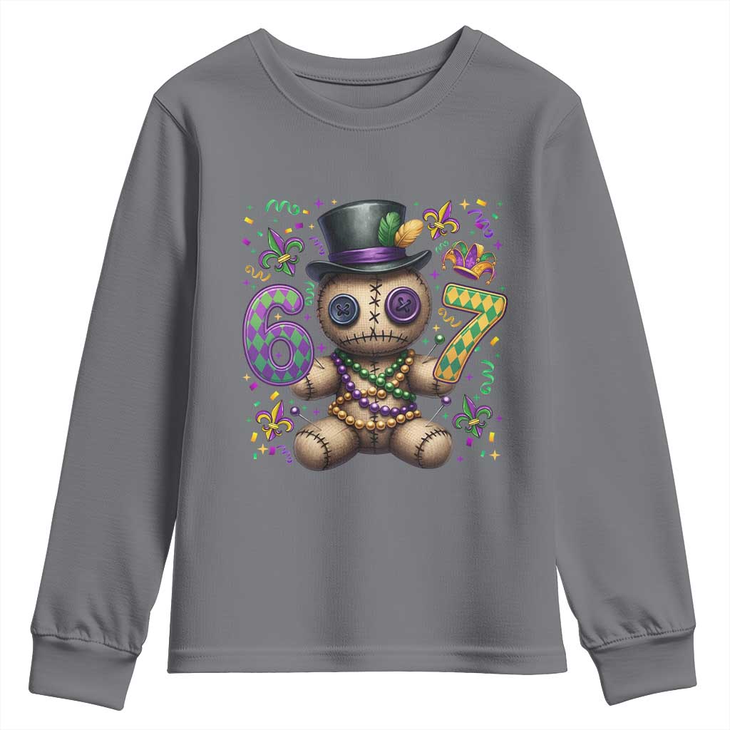Funny Mardi Gras 67 Voodoo Doll Youth Sweatshirt Fat Tuesday Six Seven Meme TS11 Charcoal Print Your Wear