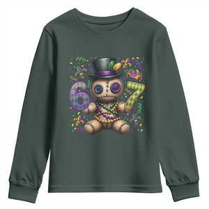 Funny Mardi Gras 67 Voodoo Doll Youth Sweatshirt Fat Tuesday Six Seven Meme TS11 Dark Forest Green Print Your Wear